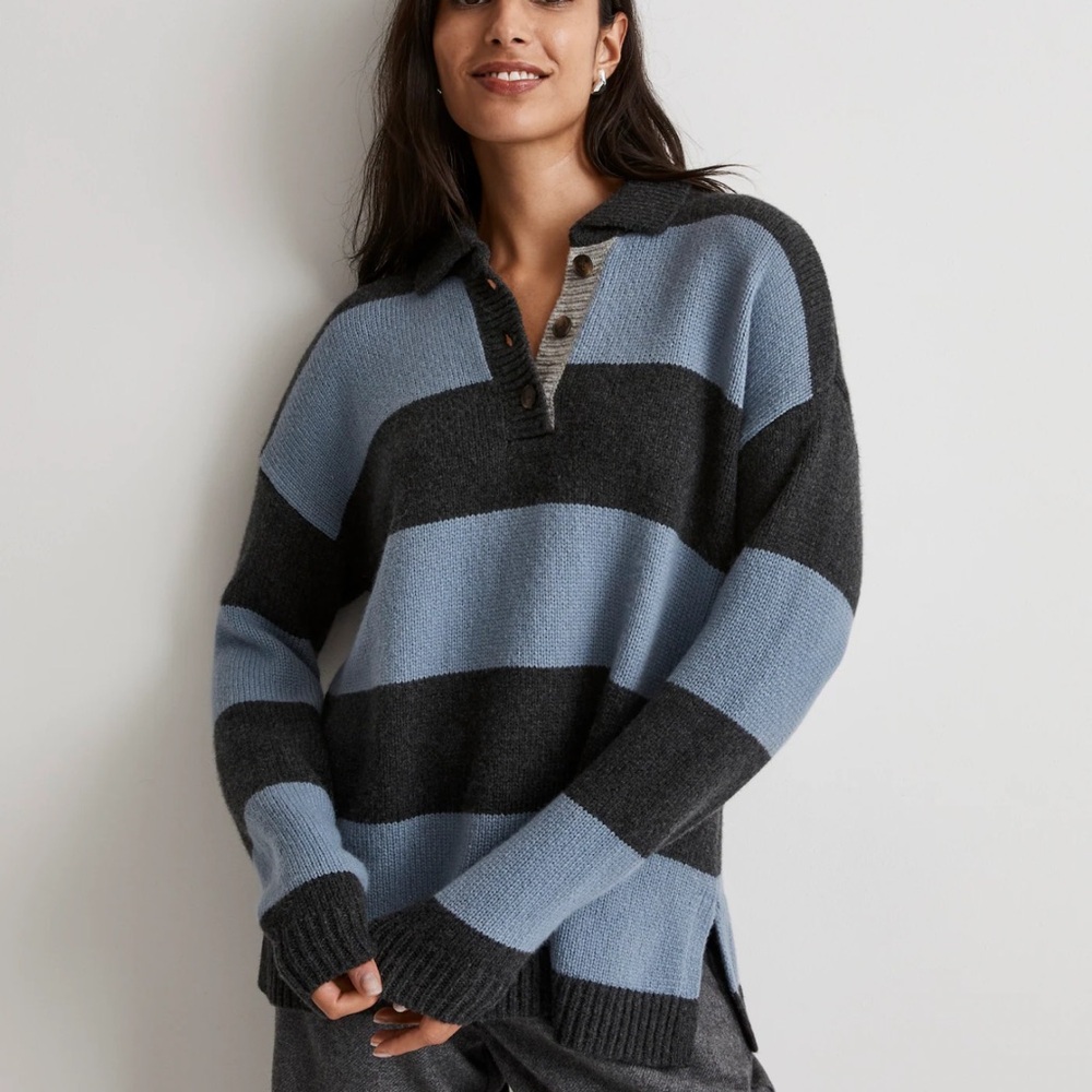 Madewell Rugby Stripe Polo Sweater